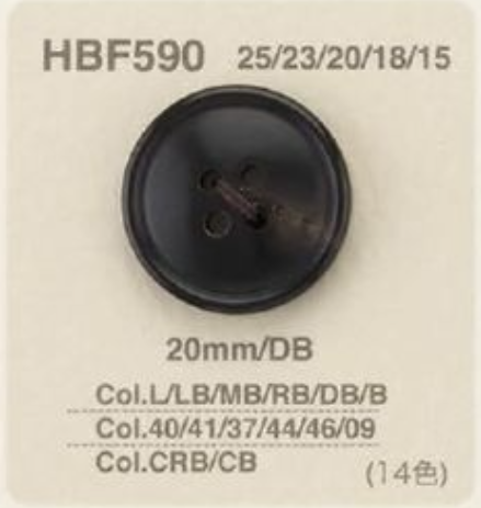 HBF590 本水牛製 表穴4つ穴ボタン アイリス