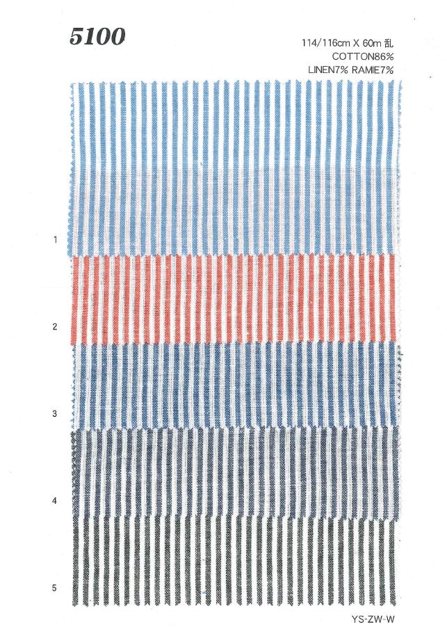 MU5100 綿麻ストライプ[生地] 植山織物
