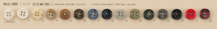 NICK-1800 ユリア樹脂製 表穴4つ穴・半つやボタン アイリス