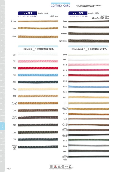 127-53 フェイクレザーコーティングコード(丸紐)[リボン・テープ・コード] DARIN(ダリン)