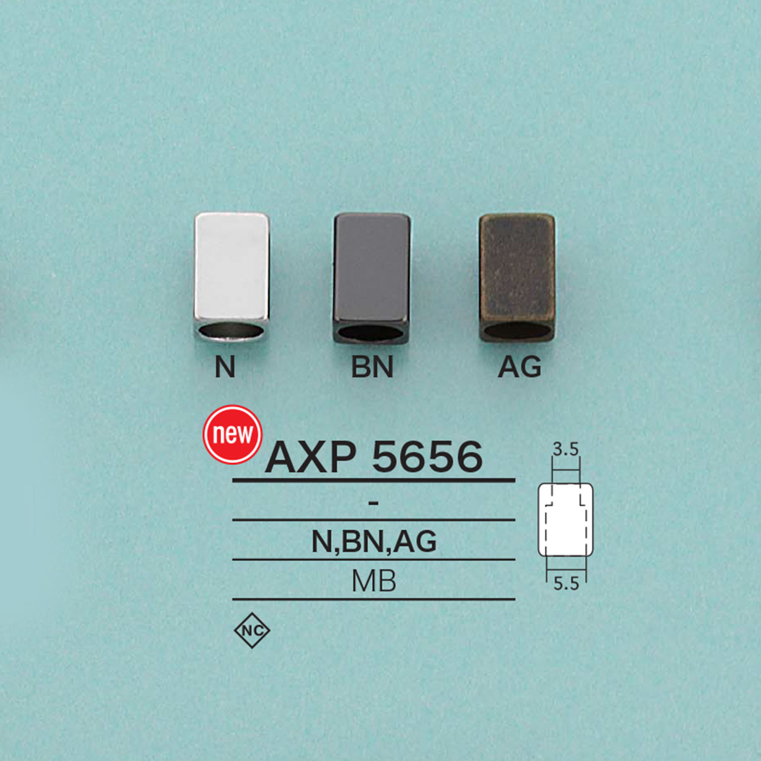 AXP5656 角型コードエンド[バックル・カン類] アイリス