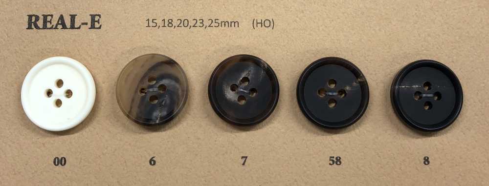 REAL-E 水牛 艶消し 4つ穴 ホーン ボタン 幸徳ボタン