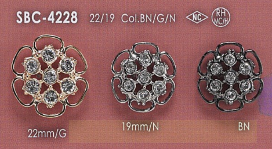 SBC4228 ガラス/ハイメタル製 半丸カン足ボタン アイリス