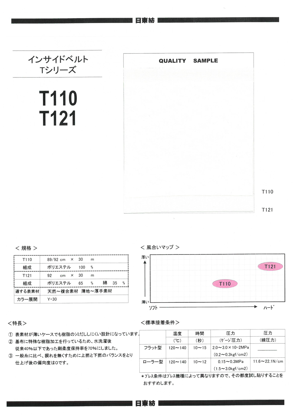 T121 インサイドベルト Tシリーズ[芯地] 日東紡アドバンテックス