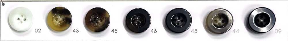 UNICORN570 【水牛調】4つ穴 ボタン フチあり ツヤあり 日東ボタン