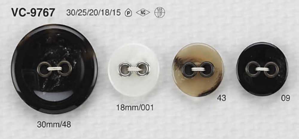 VC9767 真鍮/ポリエステル樹脂製 表穴2つ穴ボタン