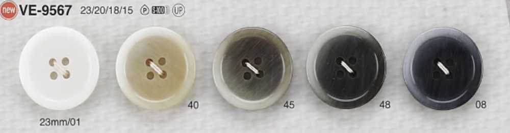 VE9567 ポリエステル樹脂製 表穴4つ穴ボタン アイリス
