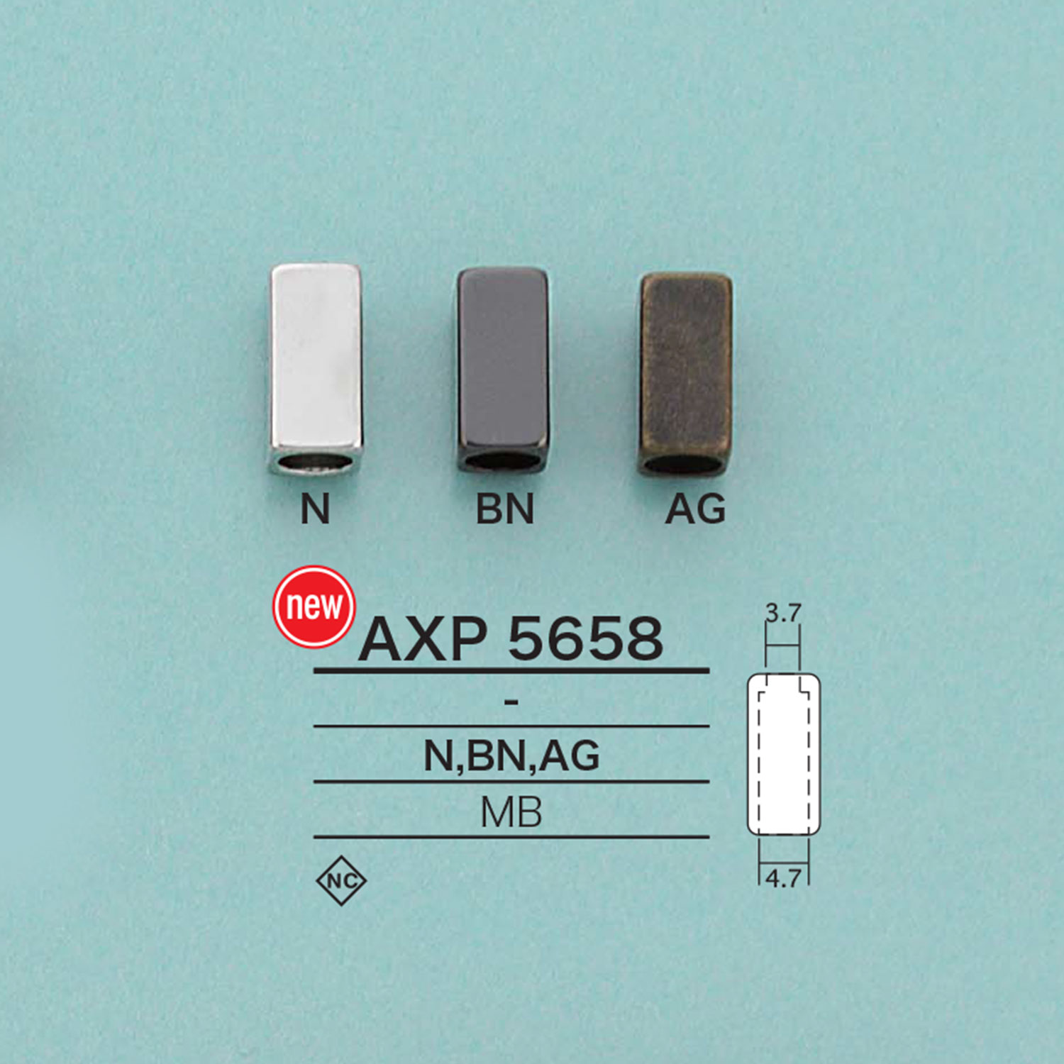 AXP5658 角型コードエンド[バックル・カン類] アイリス