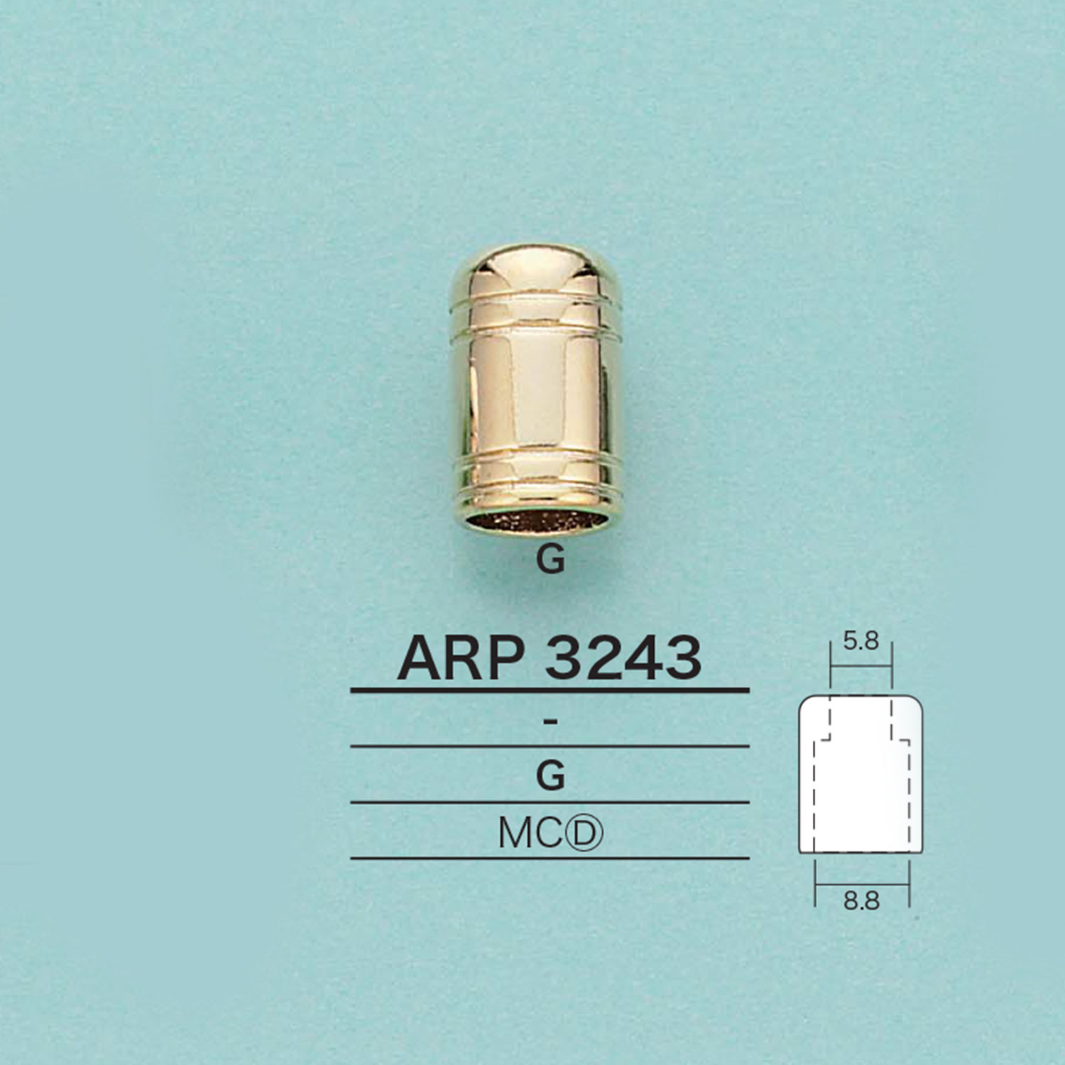ARP3243 筒型コードエンド(メッキ加工)[バックル・カン類] アイリス