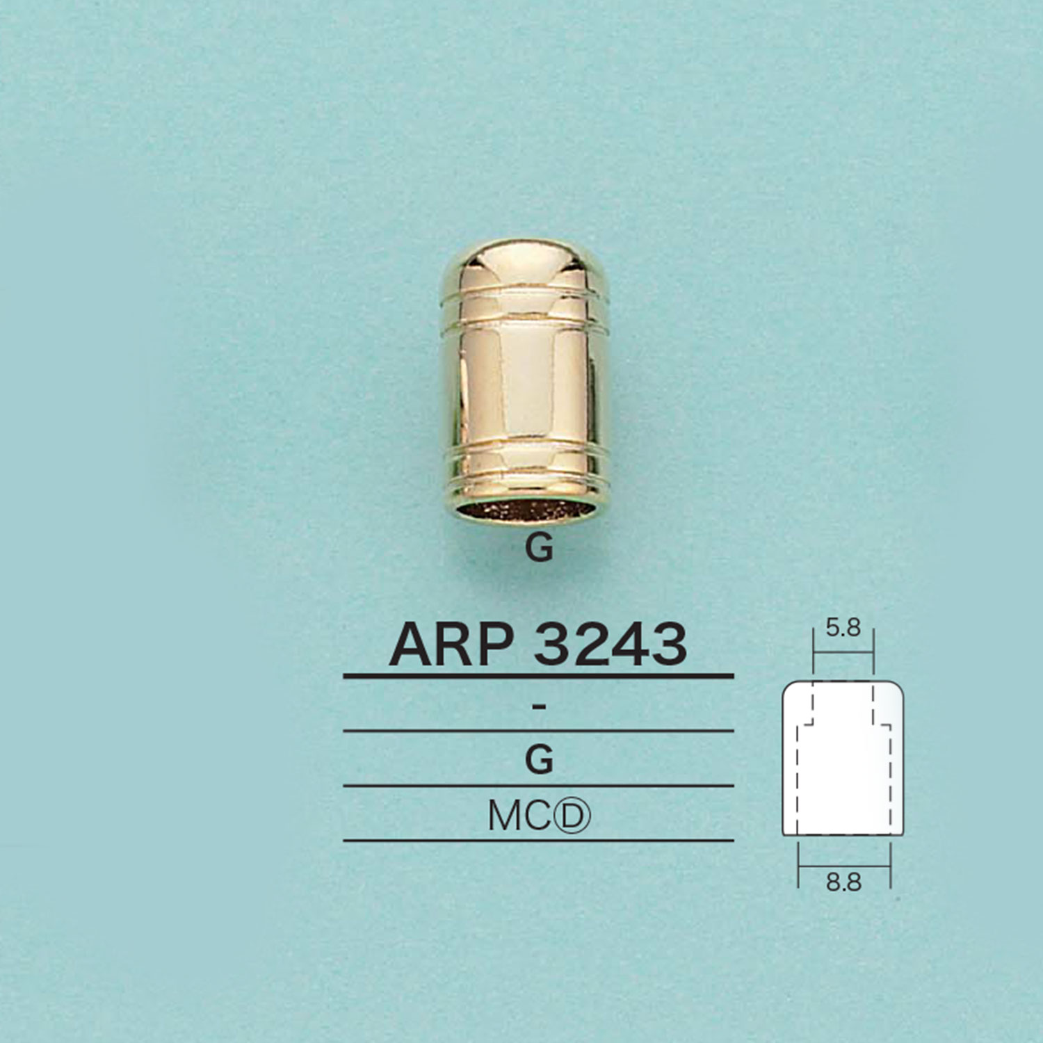 ARP3243 筒型コードエンド(メッキ加工)[バックル・カン類] アイリス