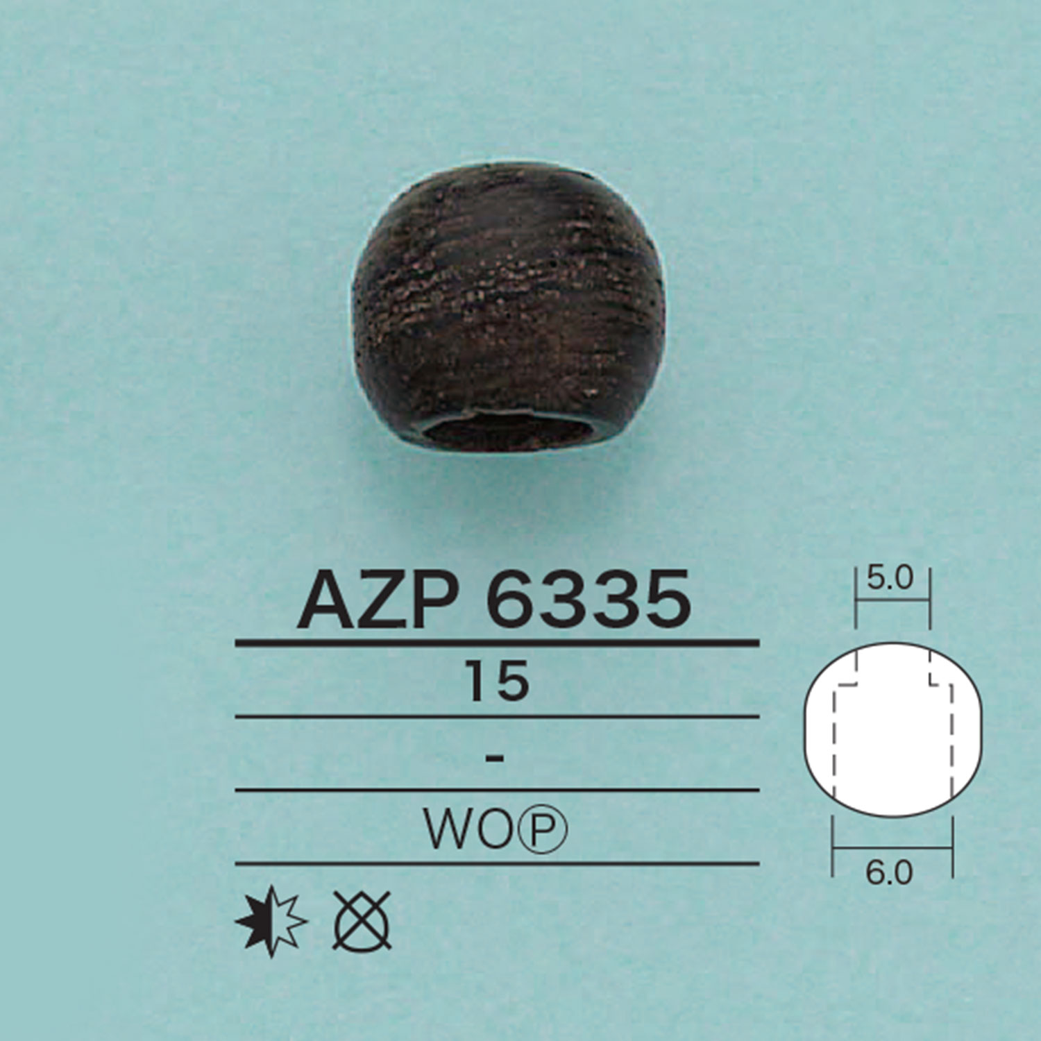 AZP6335 丸型コードエンド(木製)[バックル・カン類] アイリス