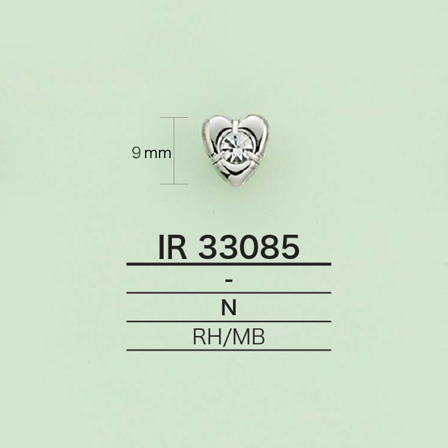 IR33085 ラインストーン付きチャーム(ハート型)[雑貨その他] アイリス