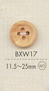 BXW17 天然素材 ウッド 4つ穴 ボタン 大阪プラスチック工業(DAIYA BUTTON)