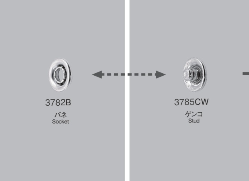 3782B/3785CW ニット用ホックスタンダードタイプ アンダーパーツ(バネ/ゲンコ セット)[ドットボタン・ハトメ] モリト(MORITO)