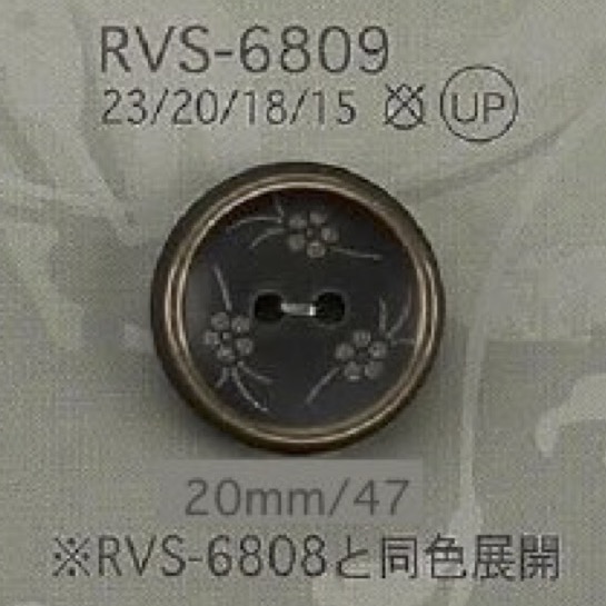 RVS6809 ポリエステル樹脂製 表穴2つ穴ボタン アイリス