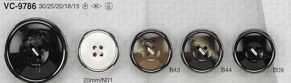 VC9786 ポリエステル樹脂/真鍮製 表穴4つ穴ボタン アイリス