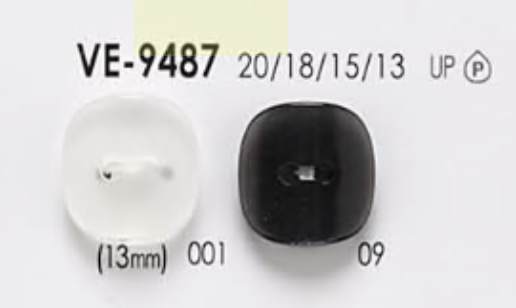 VE9487 ポリエステル樹脂製 表穴2つ穴ボタン アイリス