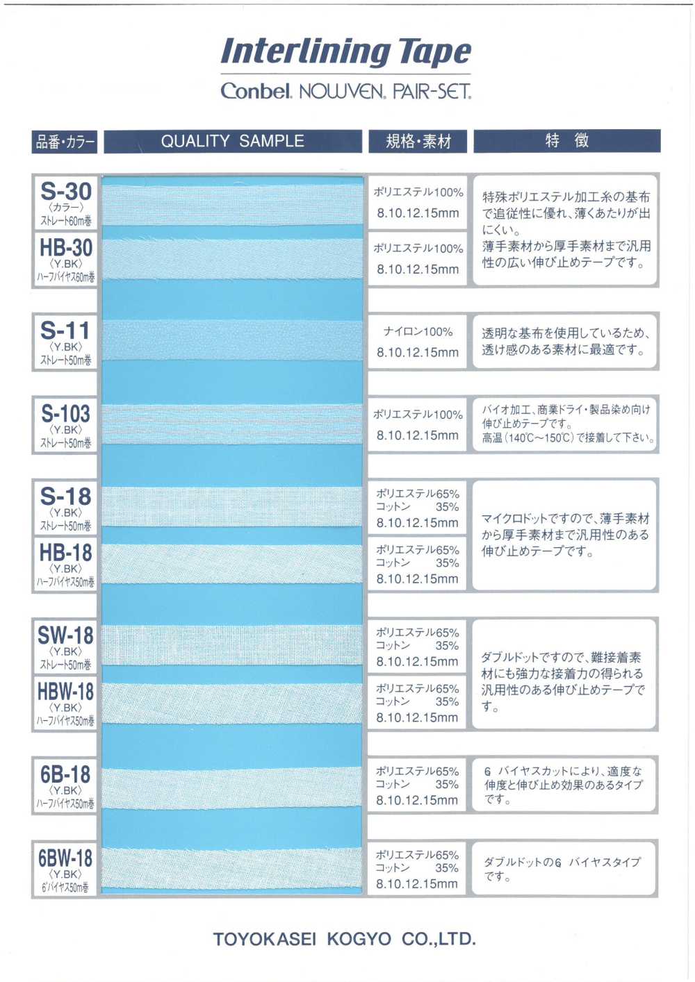 HB-30 Interlining Tape ハーフバイヤス[伸止テープ] コンベル