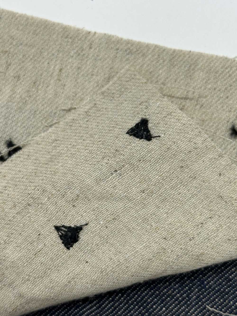ON43697NA 綿麻デニムライク刺繍 4inch (生成)[生地] 小原屋繊維