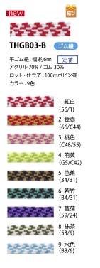 THGB03-B 和風平ゴム紐 市松柄 6MM こるどん