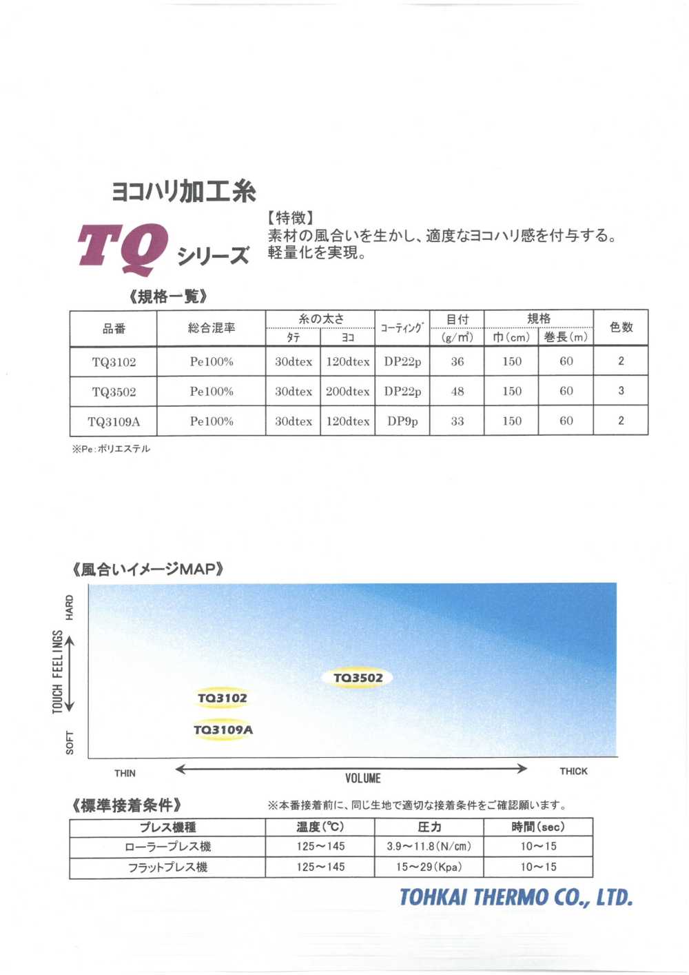 TQ-SAMPLE 接着芯 TQシリーズ サンプル帳 東海サーモ(Thermo)