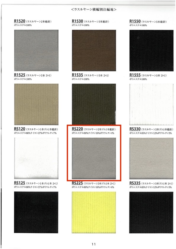 RS220 リブ ラスルヤーン 2本ゴム 1本総針  60cm巾 竹中商事