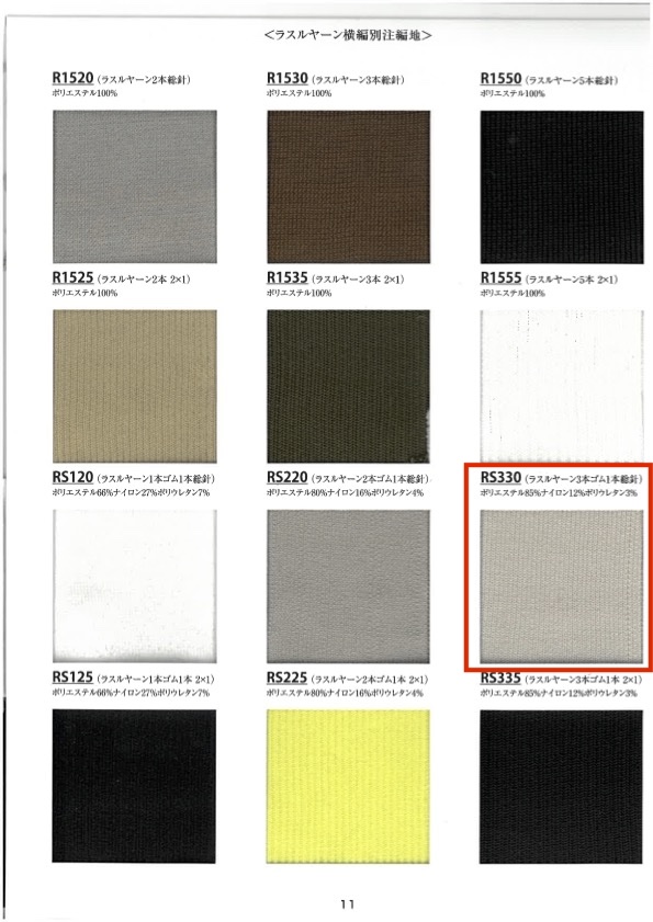 RS330 リブ ラスルヤーン 3本ゴム 1本総針  60cm巾 竹中商事