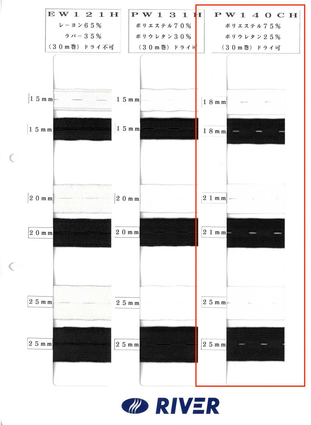 PW140CH コメツオベロンボタンホール[ゴム] RIVER