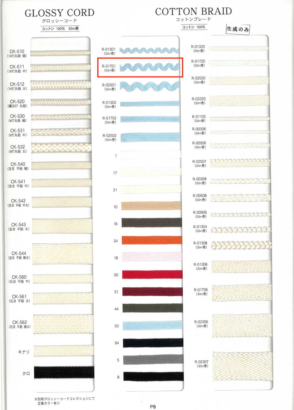 R-01701 コットンブレード[リボン・テープ・コード] RIVER