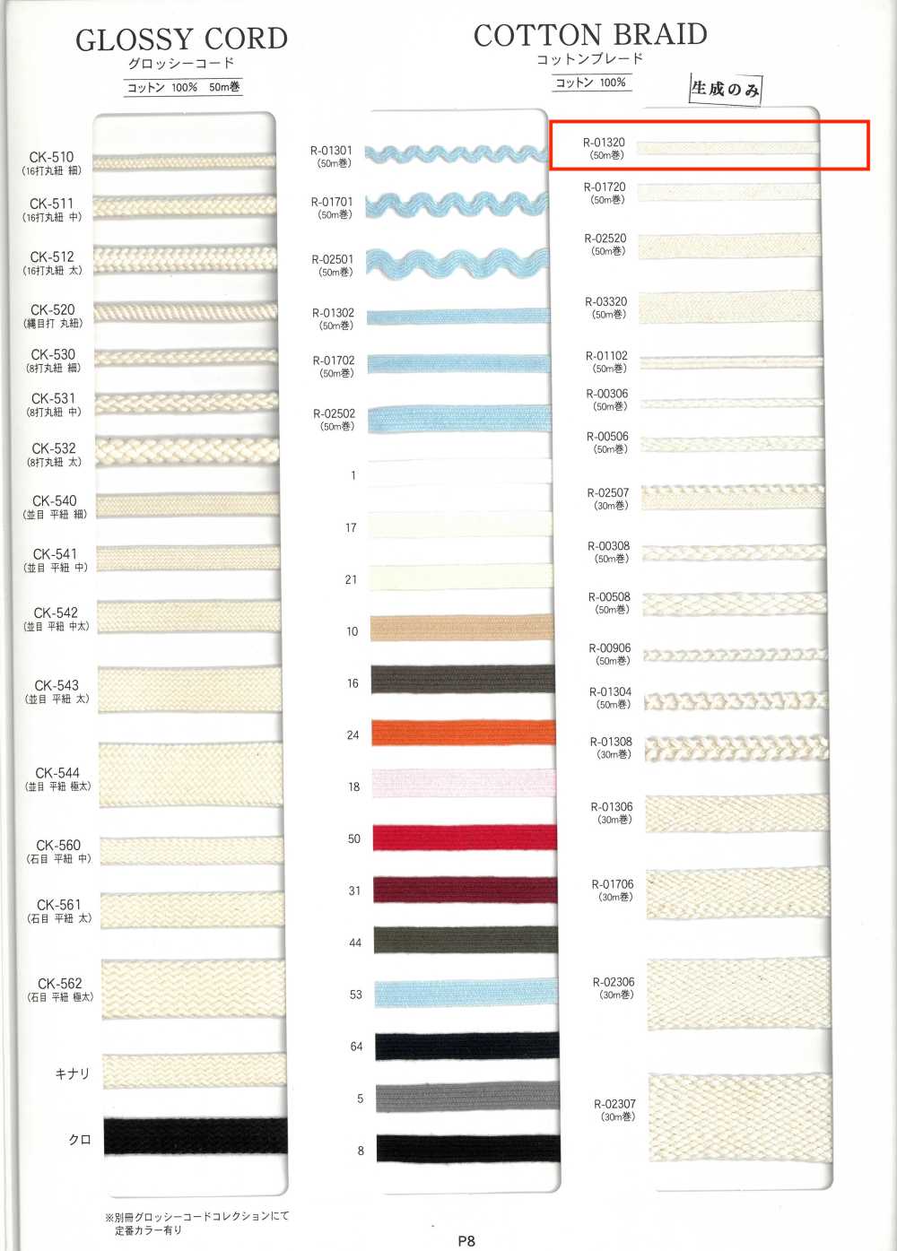 R-01320 コットンブレード[リボン・テープ・コード] RIVER