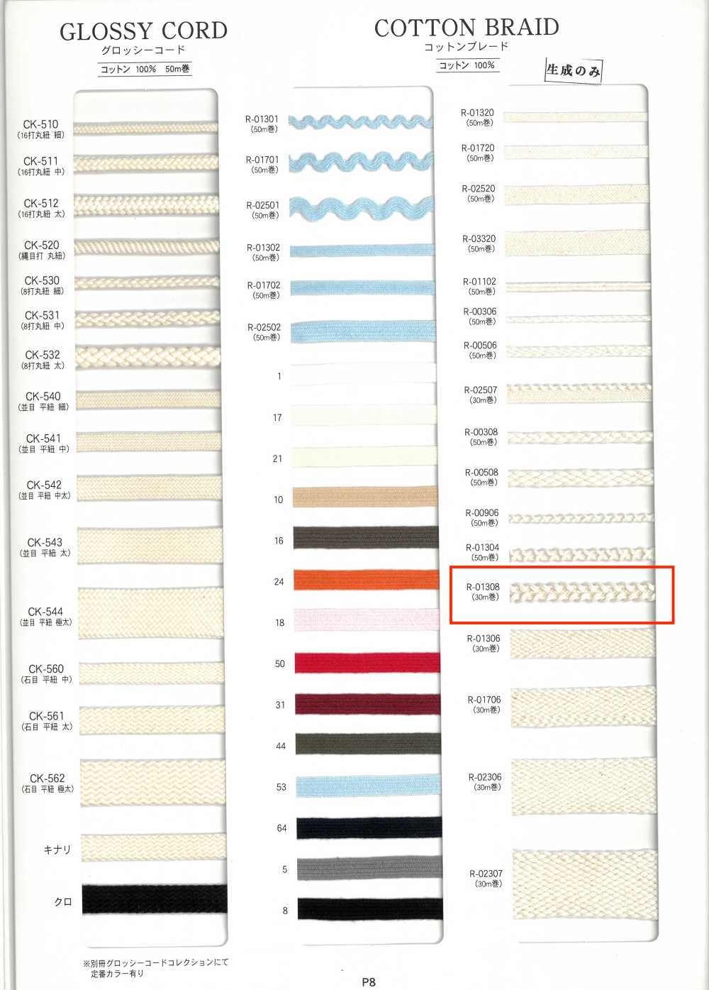 R-01308 コットンブレード[リボン・テープ・コード] RIVER