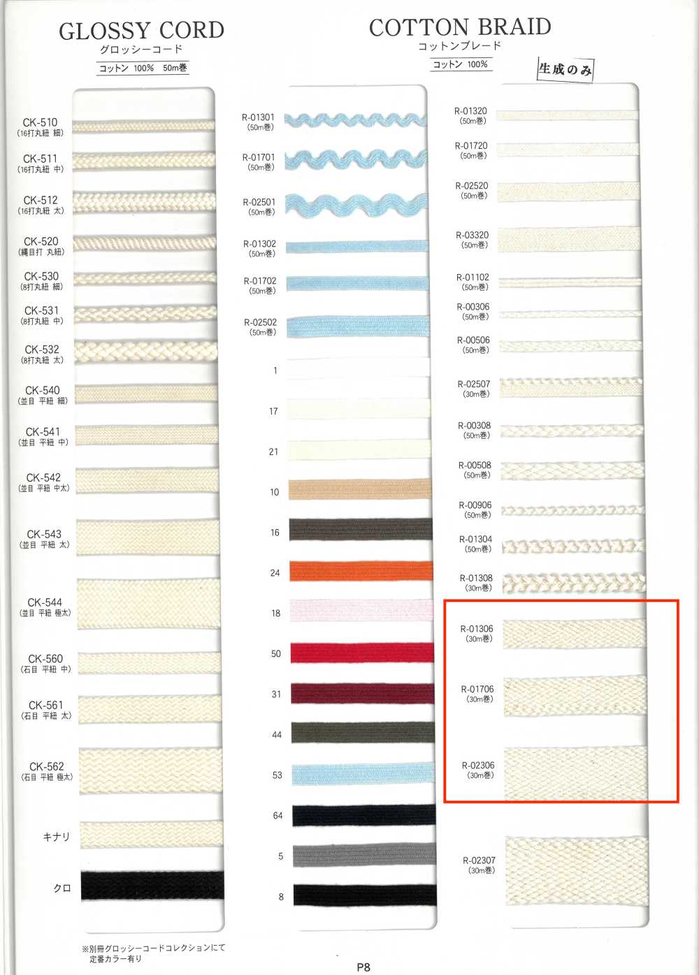 R-01306 コットンブレード[リボン・テープ・コード] RIVER