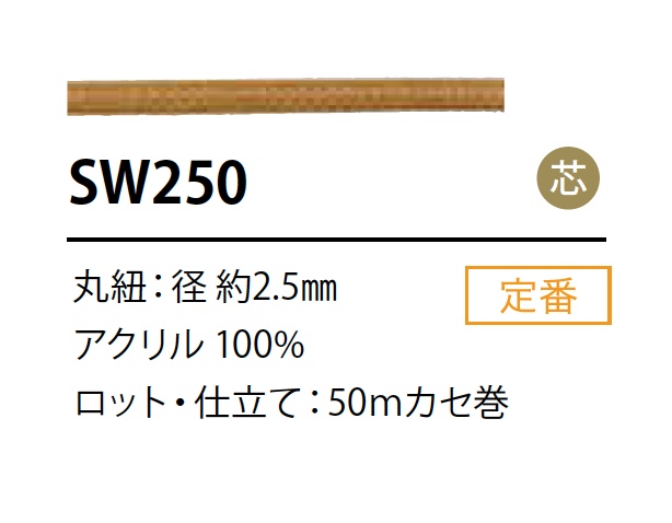 SW-250 シリコン コーティング コード 2.5MM 芯入り[リボン・テープ・コード] こるどん