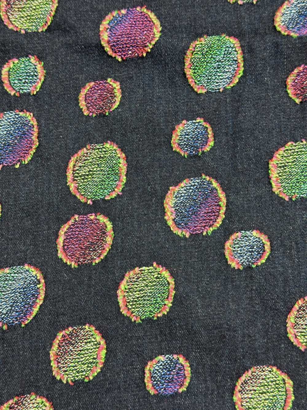 FY1589-IDC20CUT ドット柄カラフル カット ジャガード デニム[生地] ダックテキスタイル