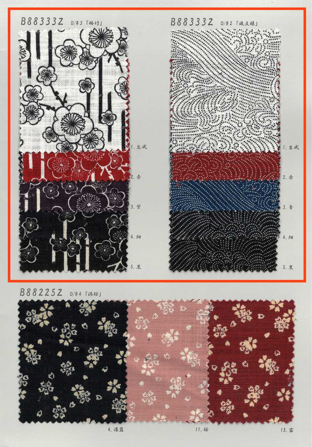 B88333Z ムラ糸クロス 藍古布 半折[生地] VANCET