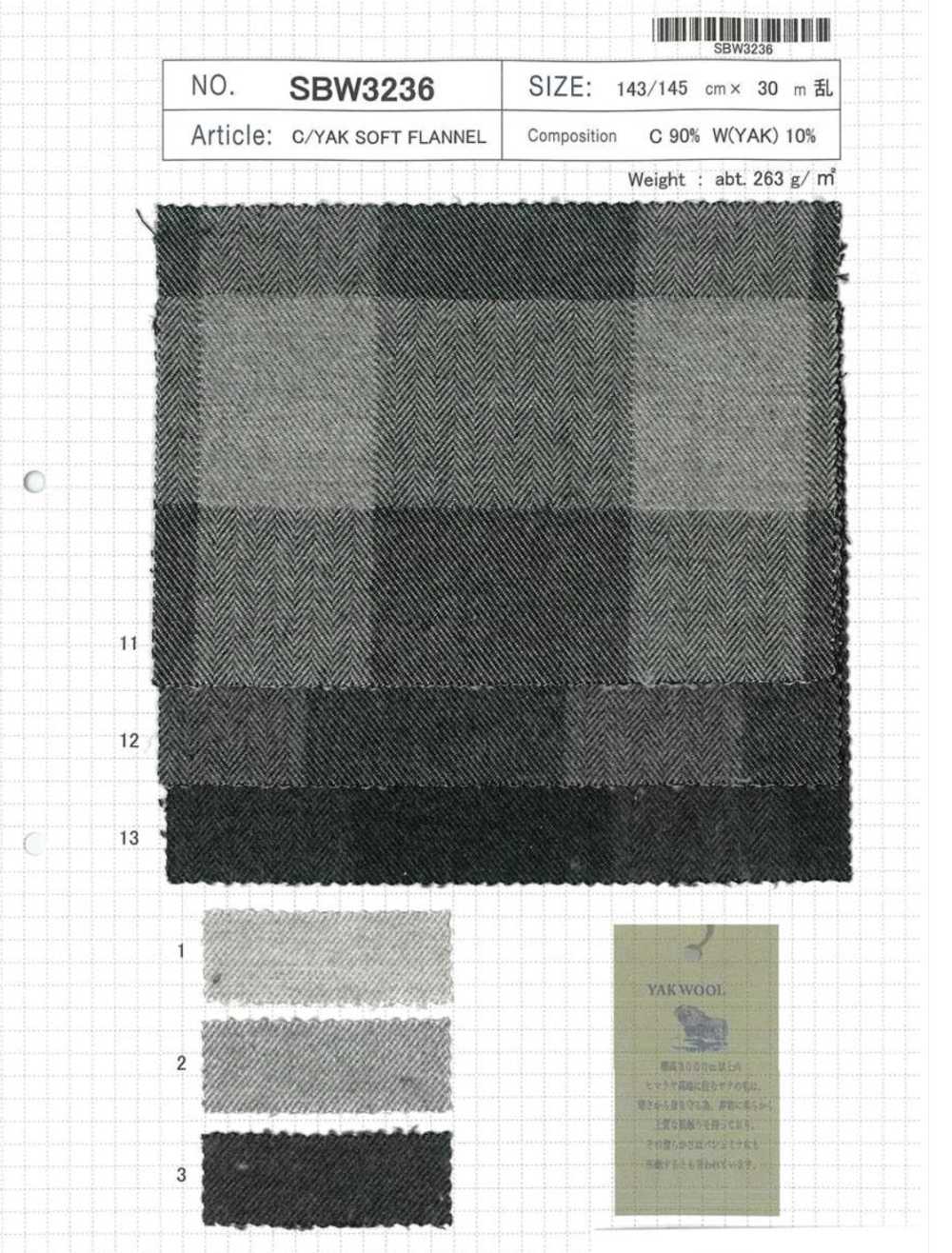 SBW3236 C/YAK SOFT FLANNEL[生地] 柴屋