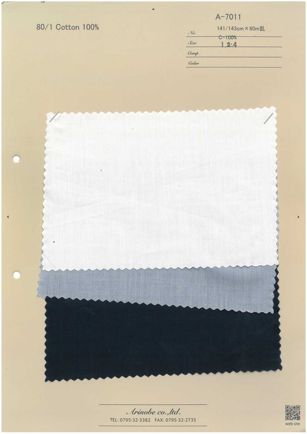 A-7011 80/1 Cotton 100%[生地] 有延商店