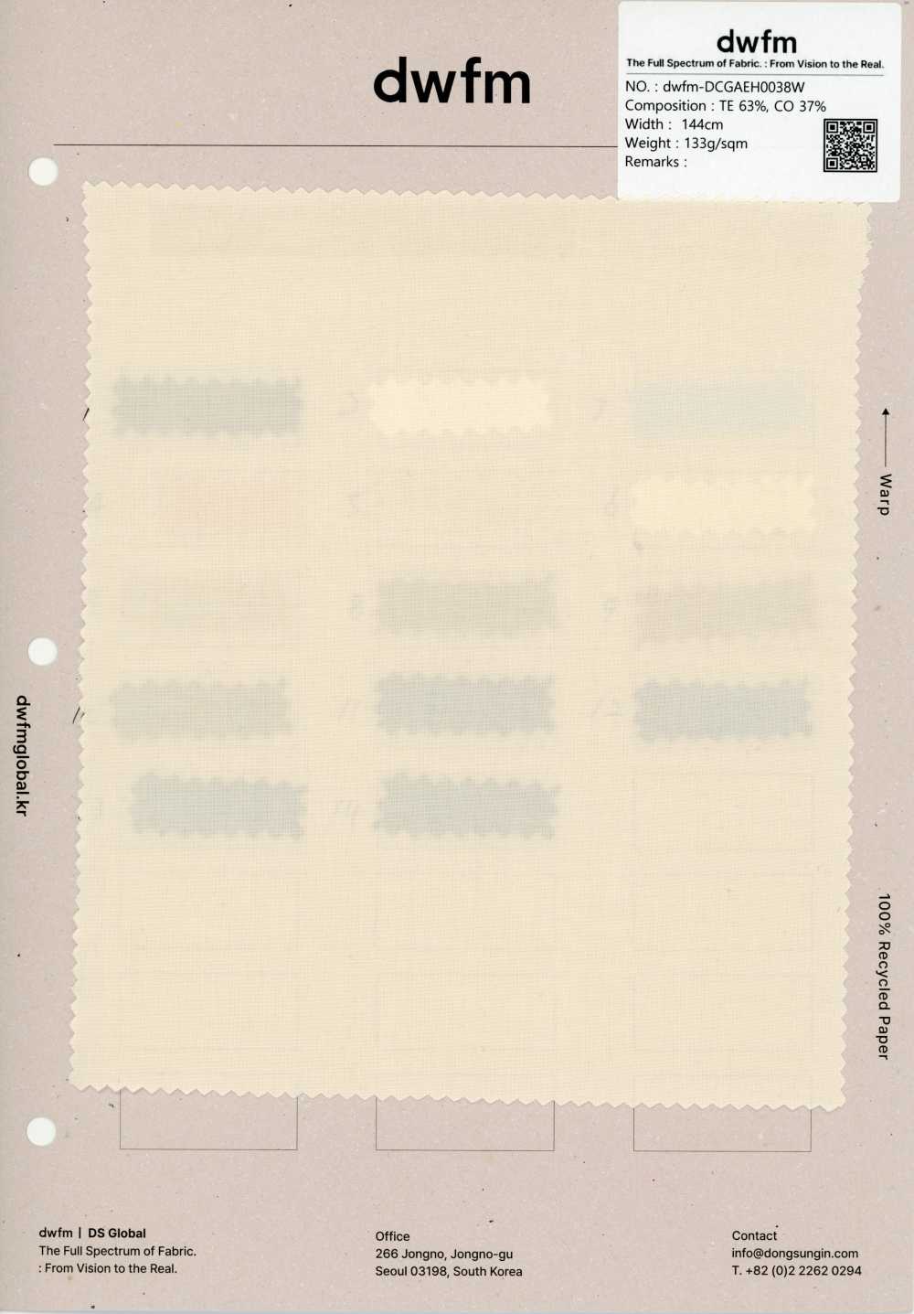 DWFM-DCGAEH0038W テンセル™ コットン ローン[生地] 東大門市場