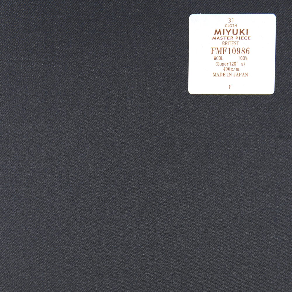 FMF10986 マスターピース ブライテスト Super120' 無地 鉄紺[生地