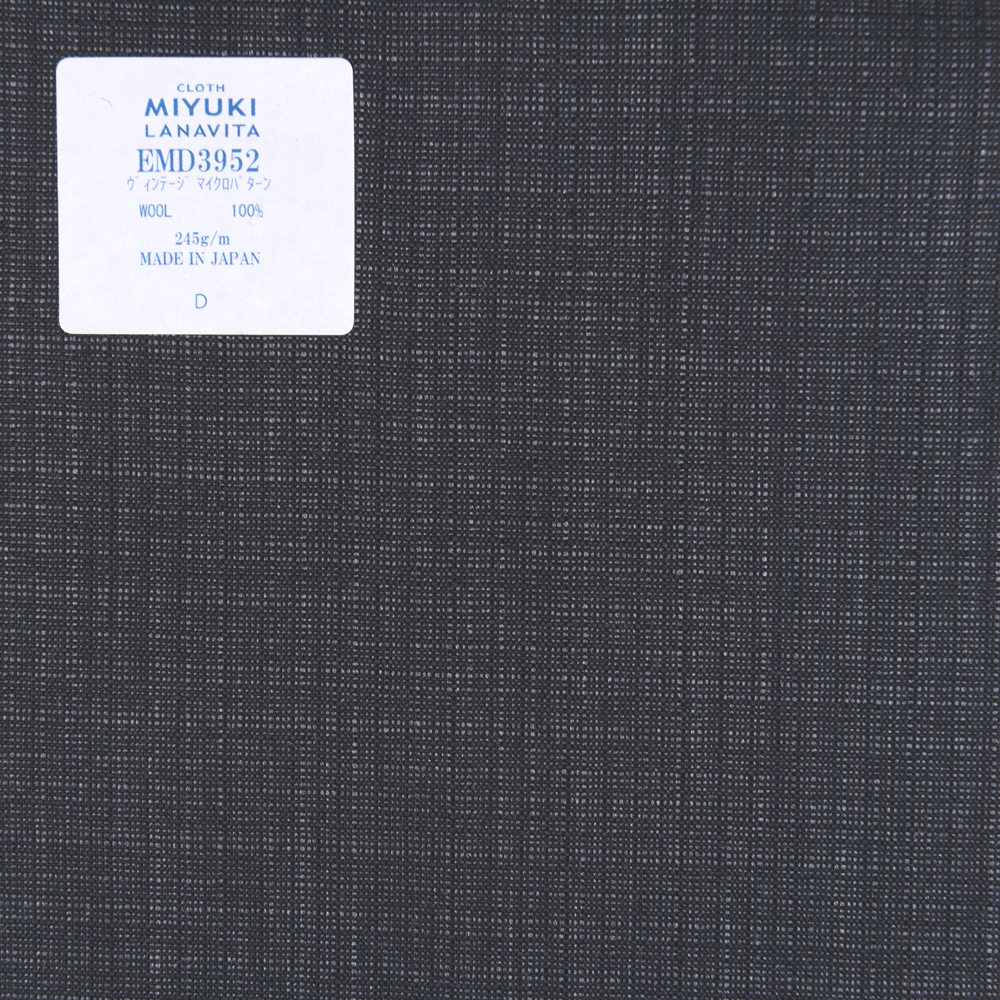 EMD3952 ファインウールコレクション ヴィンテージ マイクロパターン チャコールグレー[生地] 御幸毛織(ミユキ)