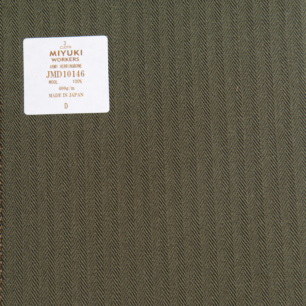 JMD10146 ワーカーズ 高密度ワークウェア織物 アーミーヘリンボーン グリーン[生地] 御幸毛織(ミユキ)