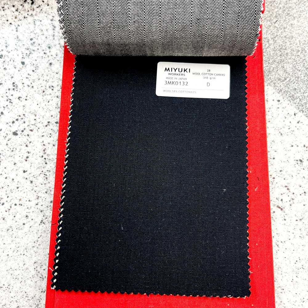 3MK0132 MIYUKI CREATIVE WORKERS WOOL COTTON CANVAS 紺[生地] 御幸毛織(ミユキ)