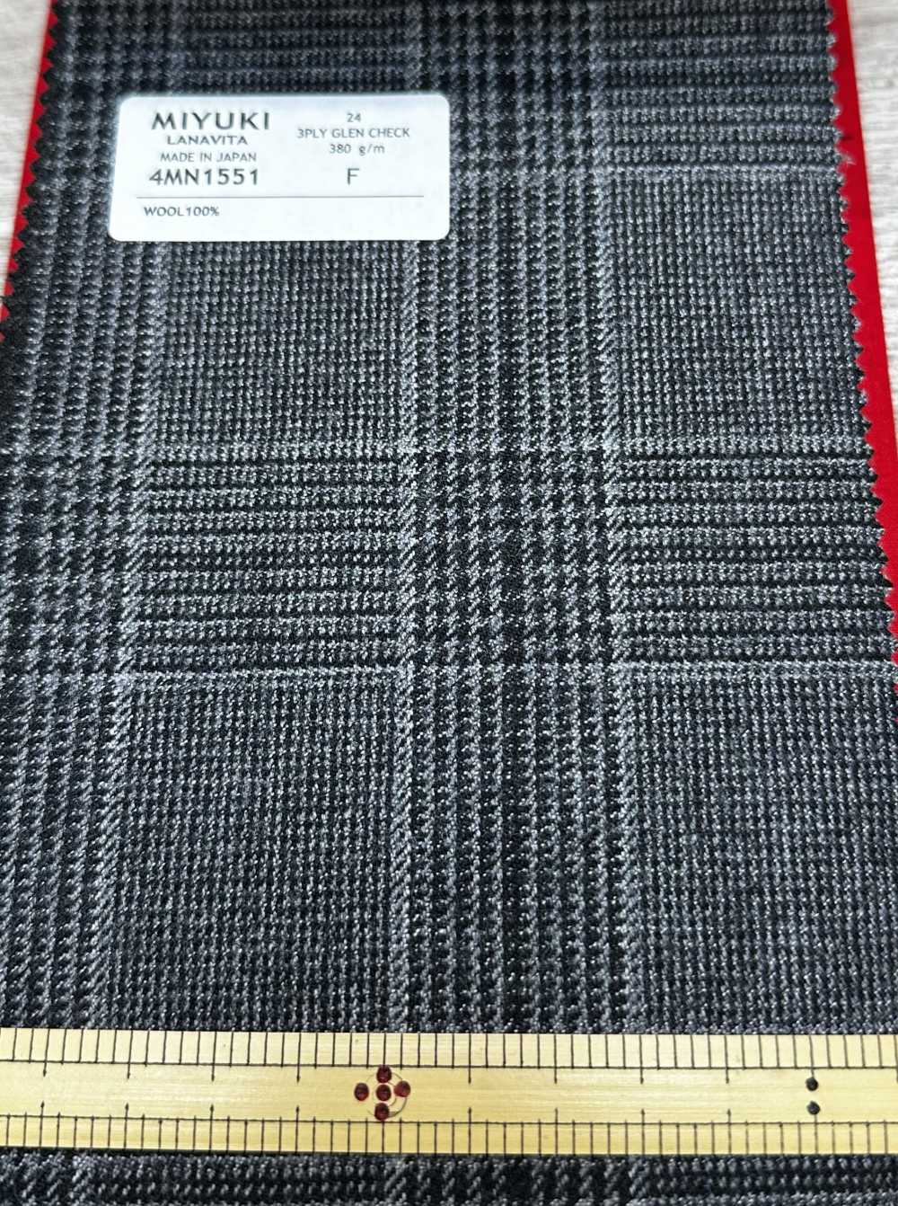 4MN1551 VARAIETES 3PLY GLEN CHECK ミディアムグレー[生地] 御幸毛織(ミユキ)