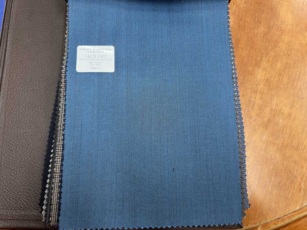 14CN-1502 CANONICO WOOL & SILK DOUBLE WARP ブルーヘリンボーン[生地] CANONICO(カノニコ)