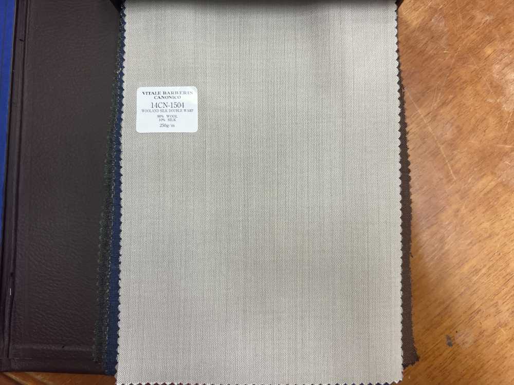 14CN-1504 CANONICO WOOL & SILK DOUBLE WARP ベージュ ヘリンボーン[生地] CANONICO