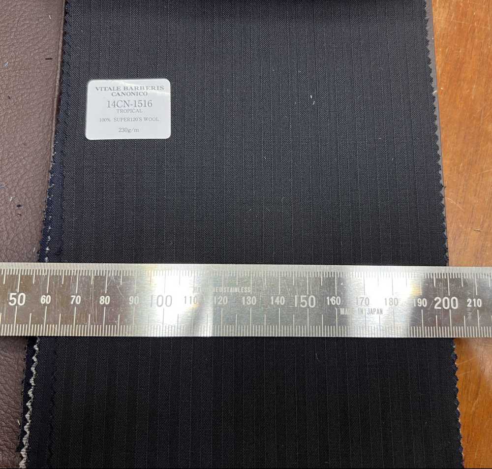 14CN-1516 CANONICO Super 120’s Tropical ブラック シャドーストライプ[生地] CANONICO(カノニコ)