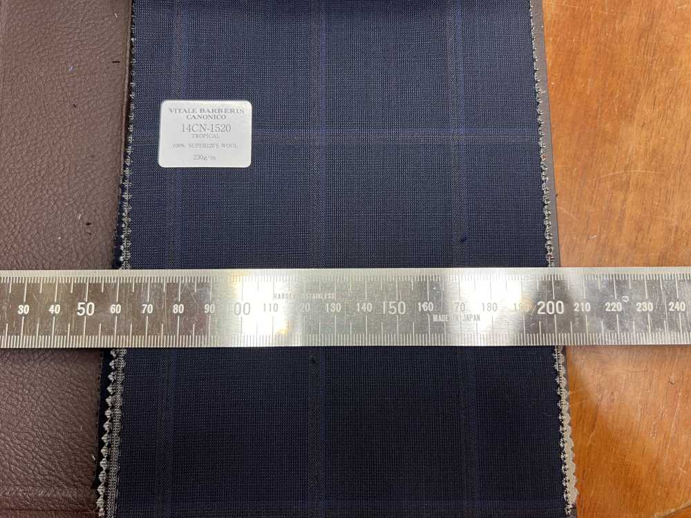 14CN-1520 CANONICO Super 120’s Tropical ネイビー ウィンドペン[生地] CANONICO(カノニコ)