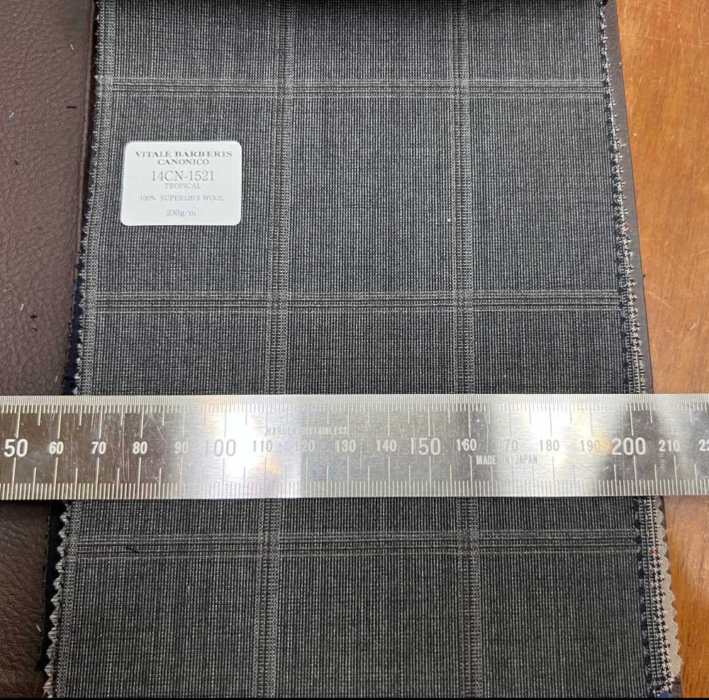 14CN-1521 CANONICO Super 120’s Tropical グレー ウィンドペン[生地] CANONICO(カノニコ)