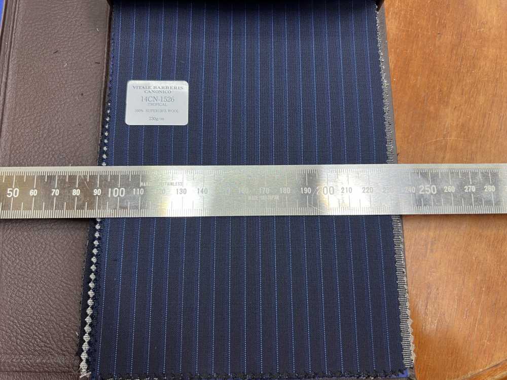 14CN-1526 CANONICO Super 120’s Tropical ネイビーオルタネイトストライプ[生地] CANONICO(カノニコ)