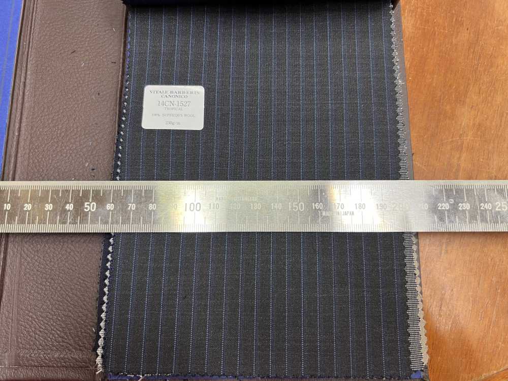 14CN-1527 CANONICO Super 120’s Tropical ブラック オルタネイトストライプ[生地] CANONICO(カノニコ)